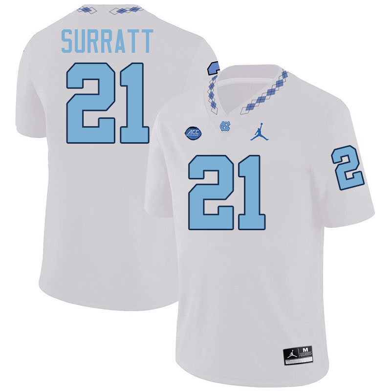 Chazz Surratt UNC Jerseys,North Carolina Tar Heels #21 Chazz Surratt Football Jerseys-White